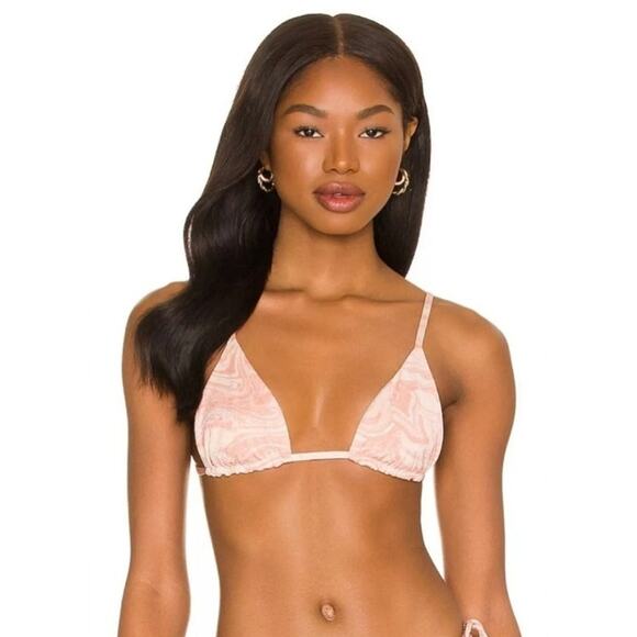 L*Space Brittany Triangle Bikini Top in All Swirled Up Pink/Mauve Medium NWT - Picture 1 of 5